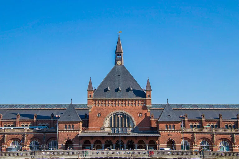 The exterior of Copenhagen railway station in Denmark.