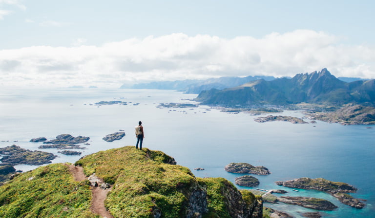 Foreign person living in Norway on a hike