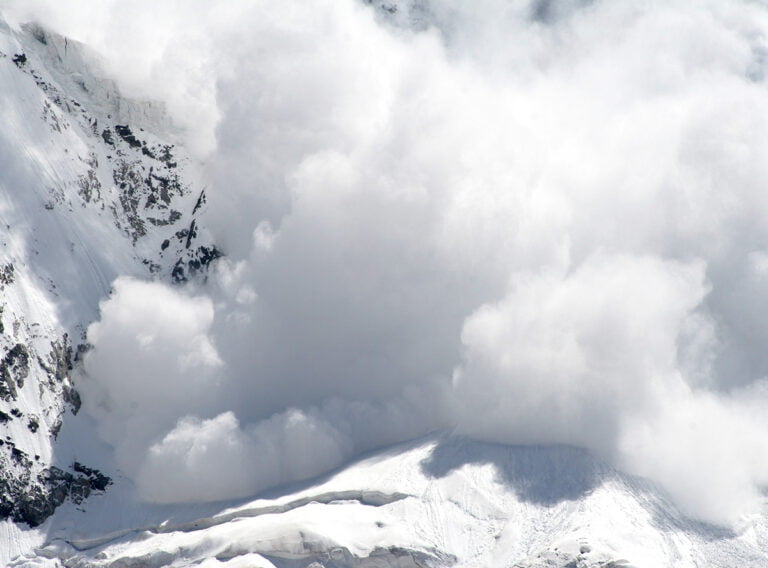 Snow avalanche close-up.