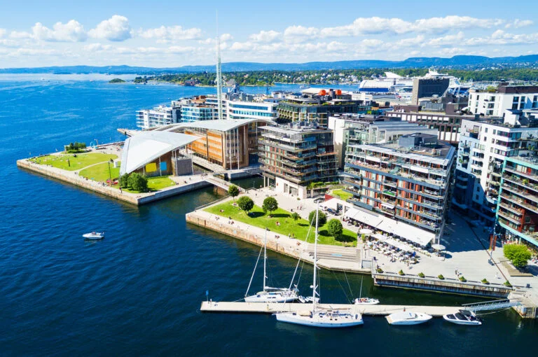 Tjuvholmen area of the Oslo waterfront.
