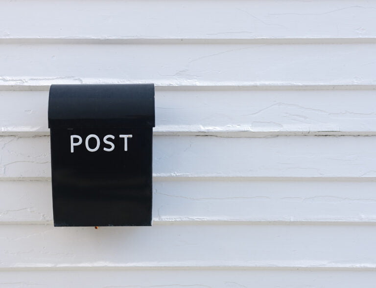 Norwegian white mailbox.
