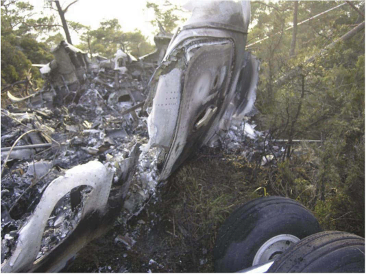 The cockpit area after the fire. Photo: Accident Investigation Board Norway.