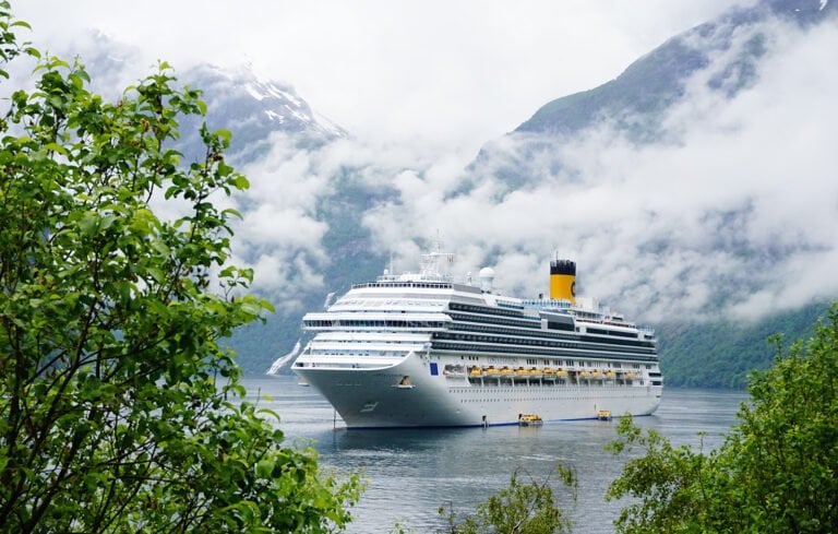 Cruise ship in a Norwegian fjord.