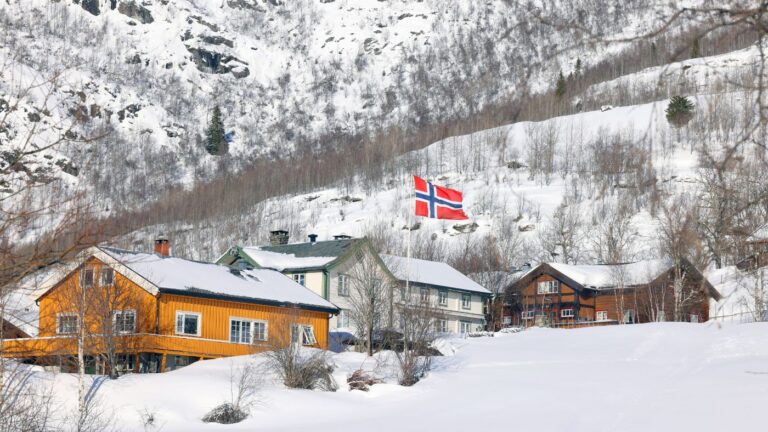 Houses at Hemsedal ski resort in the winter.
