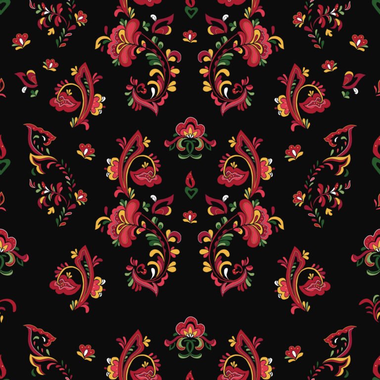 Norwegian rosemaling style pattern.