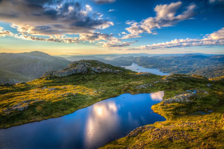 The landscape of Stord island in western Norway.