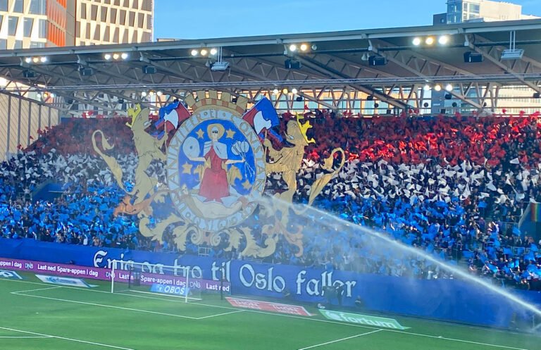 Vålerenga fans tifo at 16 May game in Oslo, Norway.