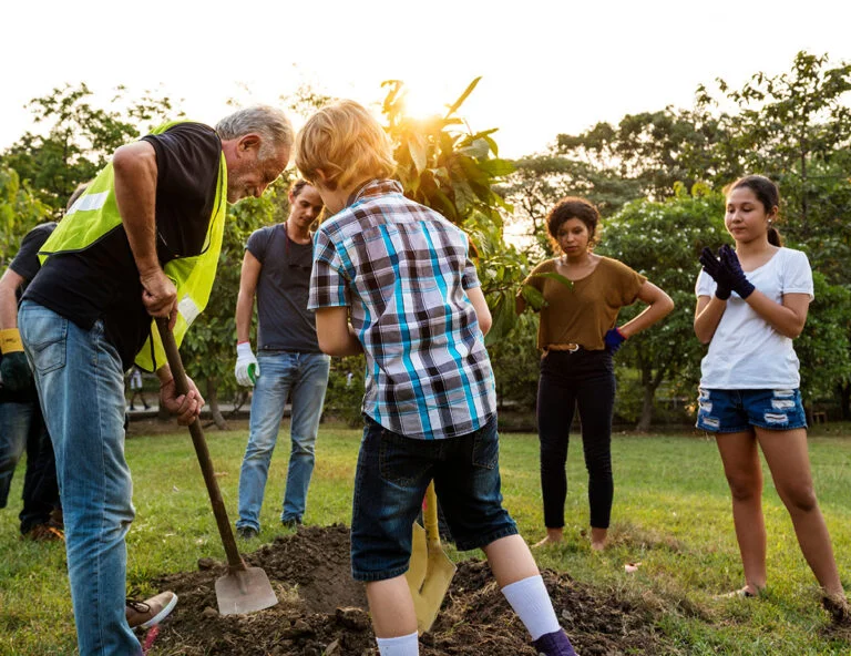 Volunteer gardening in Norway.