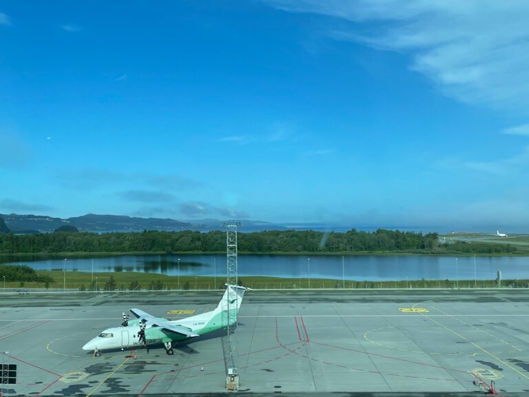 View of Widerøe apron at Trondheim airport.