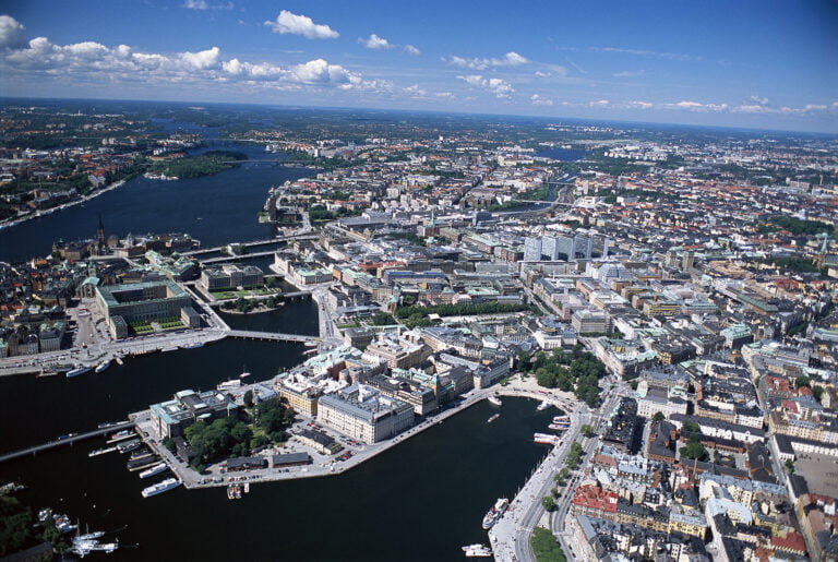 Aerial view of Stockholm city.