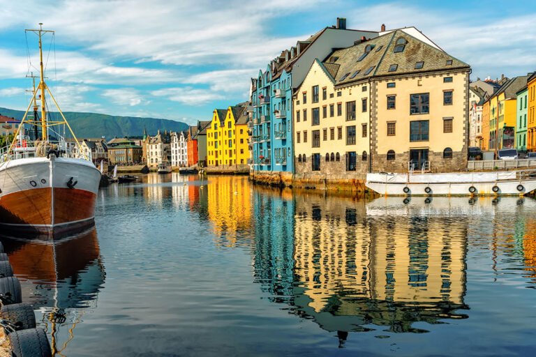 The lake in central Ålesund, Norway.