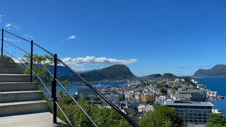 Stone steps on the Aksla trail in Ålesund.