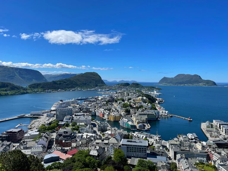 View of Ålesund from Fjellstua at the Aksla viewpoint.