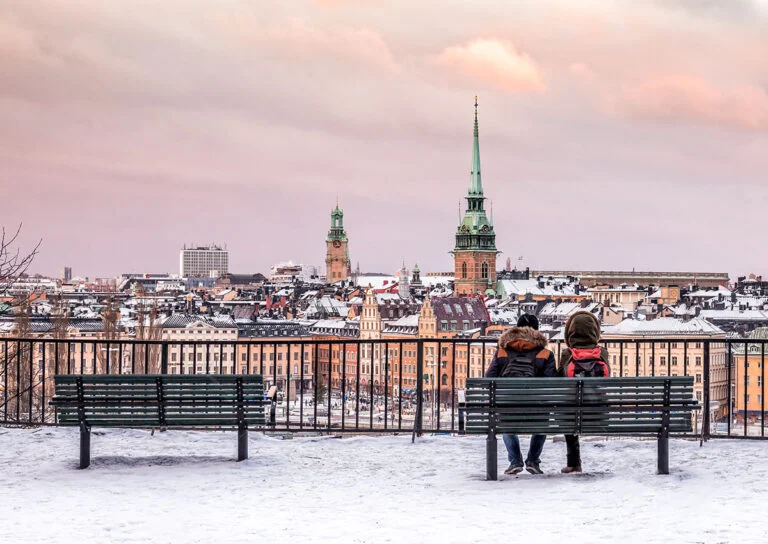A winter scene in Stockholm.