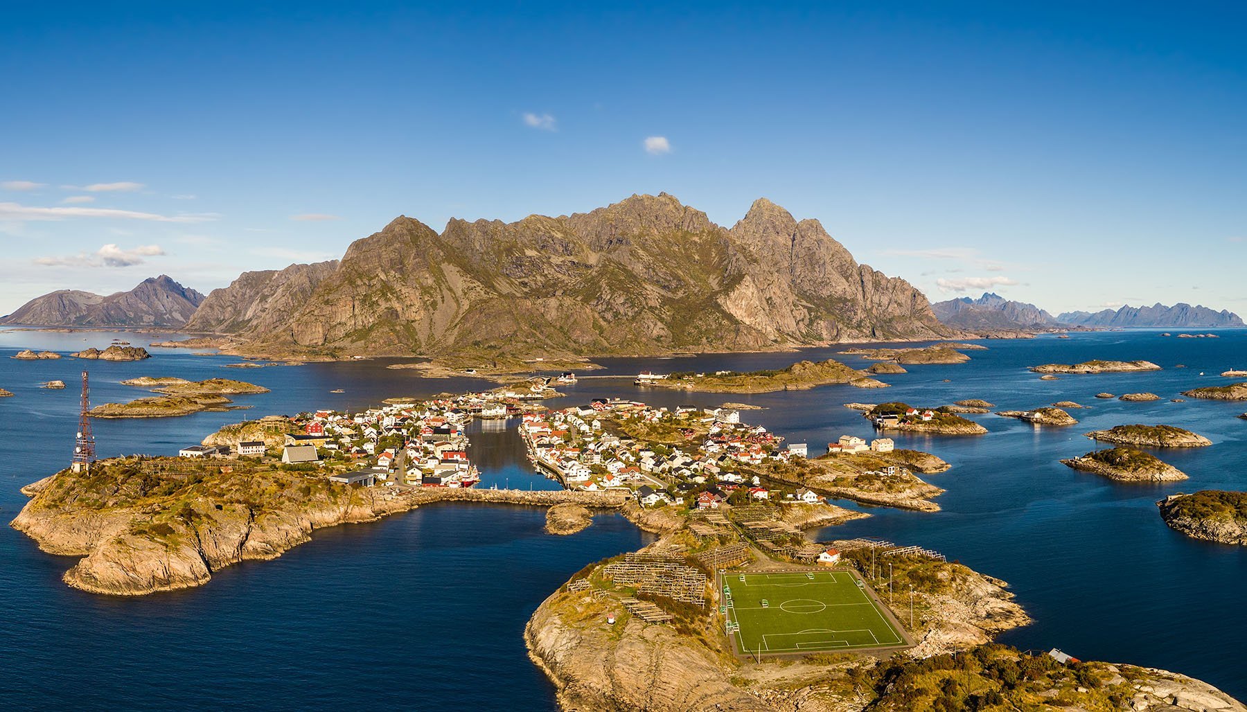 Iconic football pitch in Lofoten, Norway