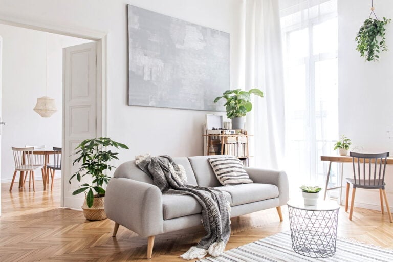 A light Scandinavian living room.