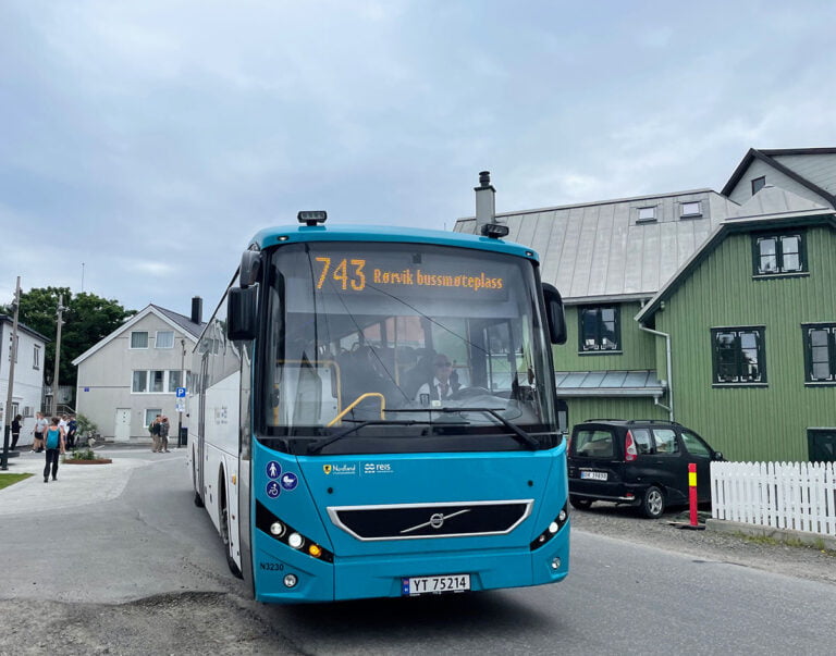 A local bus in Henningsvær, Lofoten.