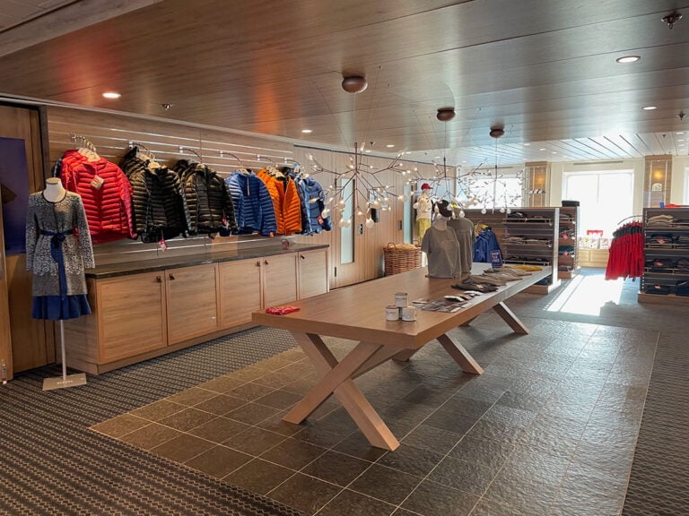 Onboard shop on Hurtigruten's MS Nordnorge.