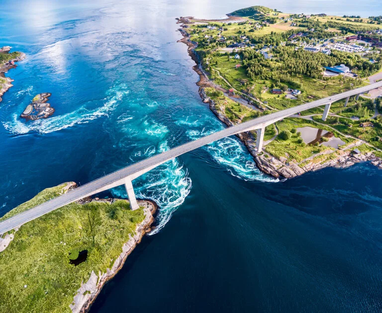 Photo of Saltstraumen bridge taken by a drone.