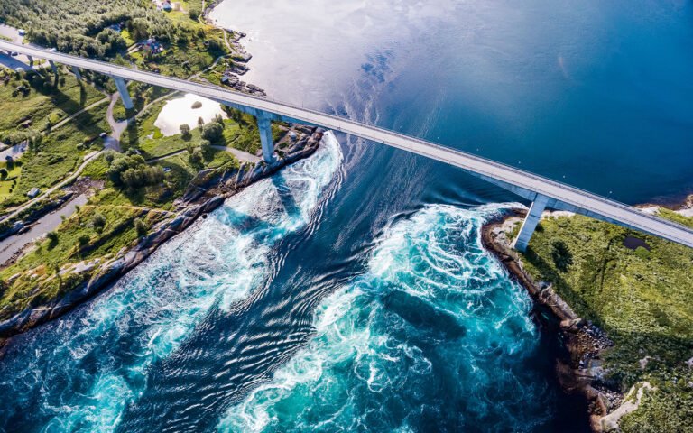 Saltstraumen maelstrom photo from above.