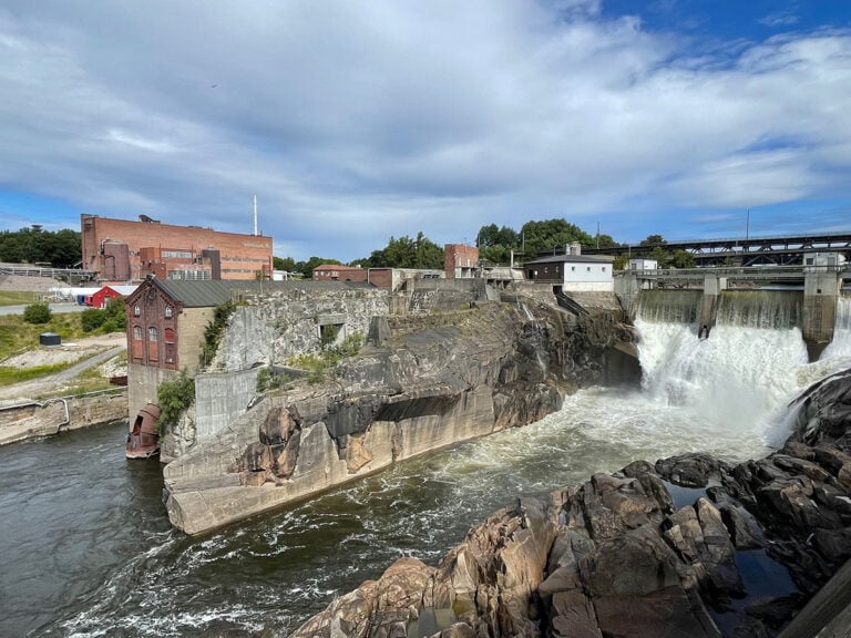 View of Sarp Falls and industrial heritage