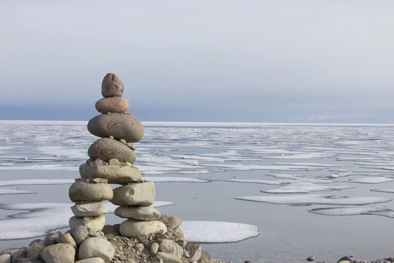 Stone cairn at Gjoa Haven.