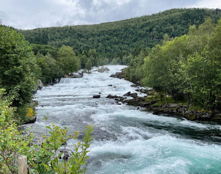 Powerful river at Viksdalen Camping.