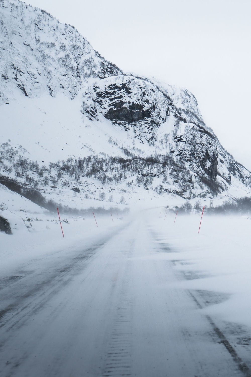 Winter road to the Geirangerfjord.