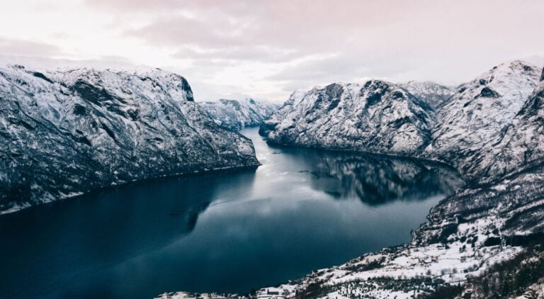 Aurlandsfjord in the winter