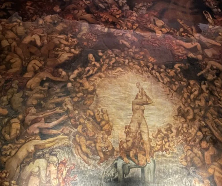 Close-up of an Emanuel Vigeland fresco painting.