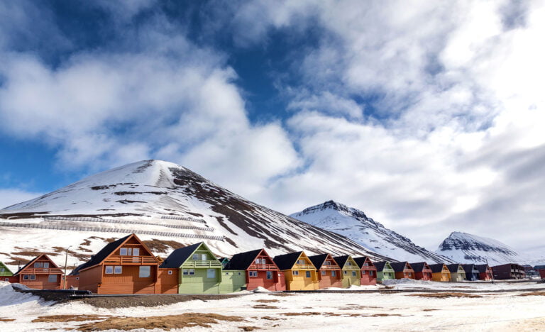 Cloudy sky above Longyearbyen in Svalbard.