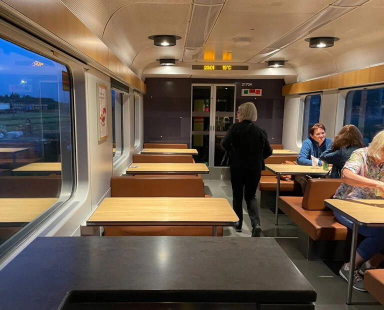 Dining car on Oslo to Trondheim train