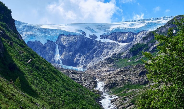 Folgefonna glacier and canyon in Norway