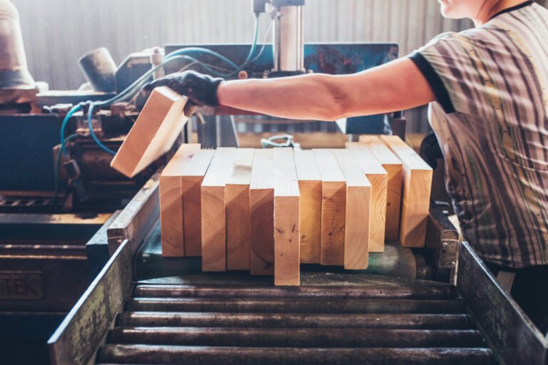 Glulam timber production.