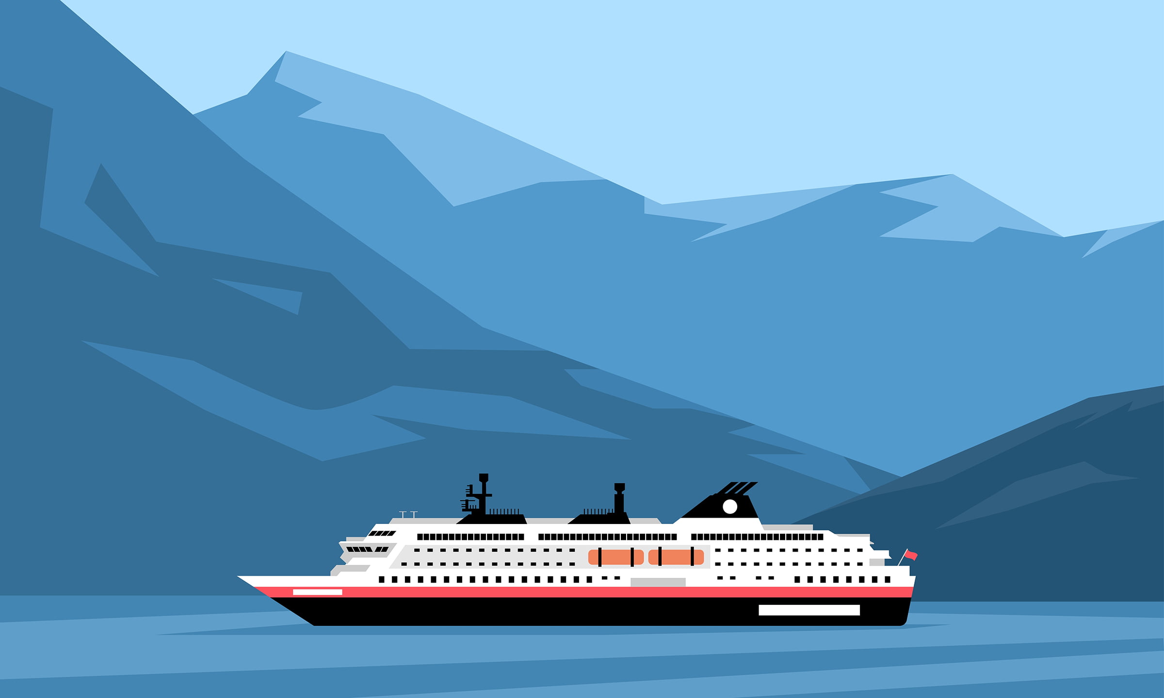 Hurtigruten ferry in Norway illustration.
