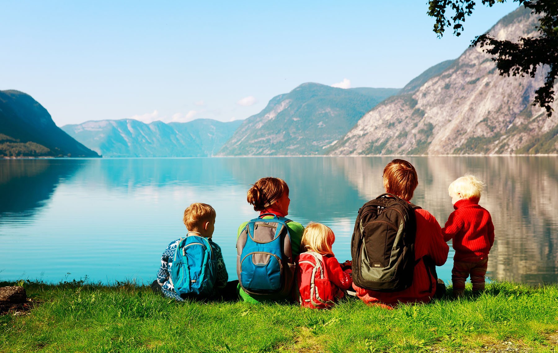 Norway view with children