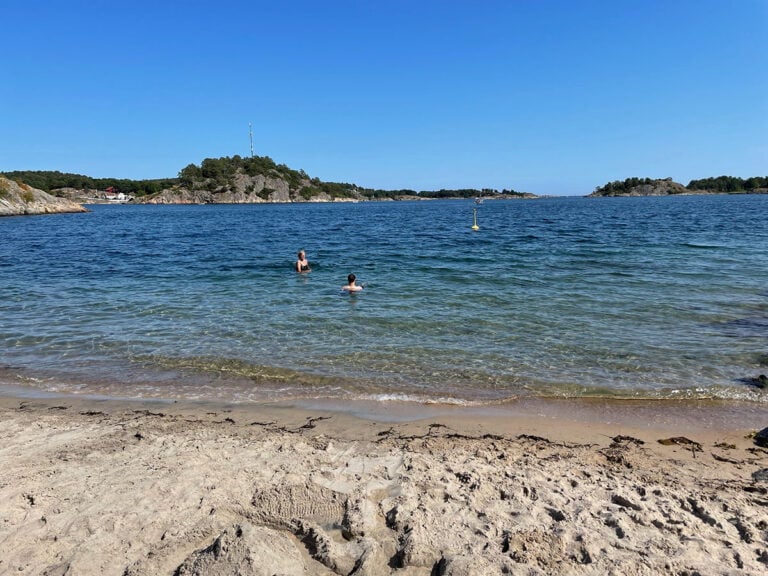 Town beach just outside Grimstad town centre.