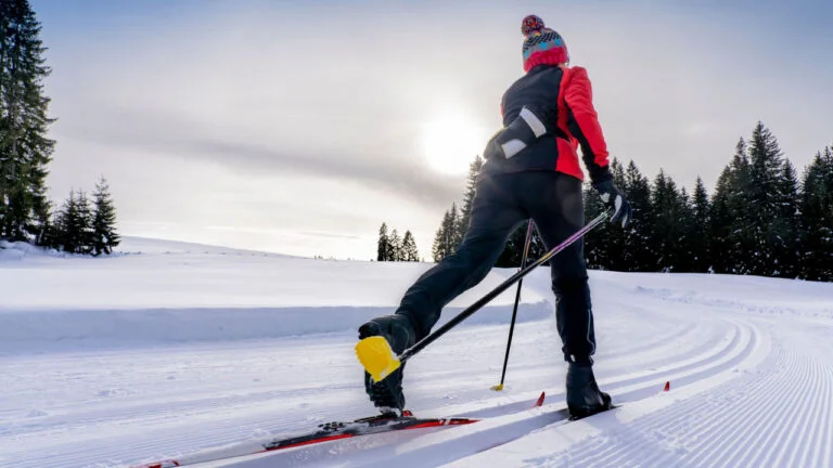 Cross-country skier in action.