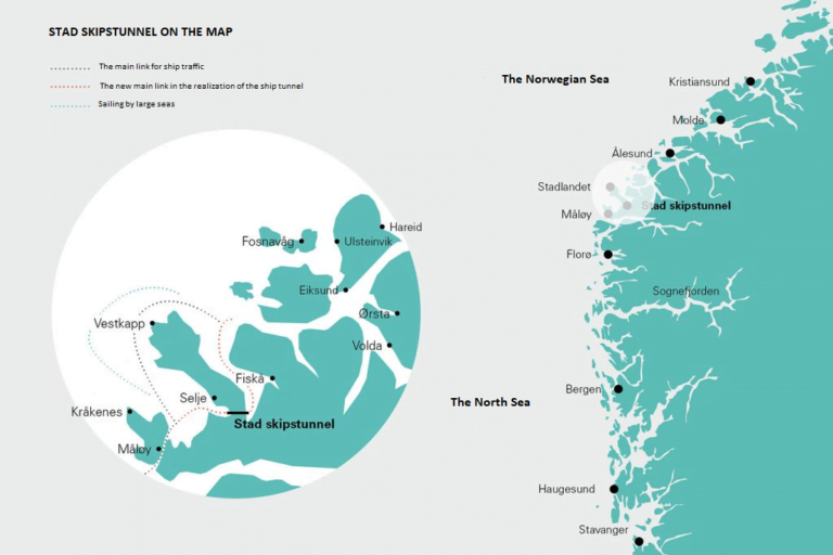 Map of the proposed Stad ship tunnel.