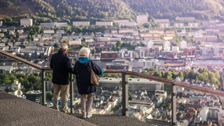 Retired Norwegian couple in Bergen, Norway.