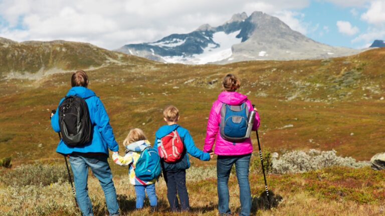 Family in Norway on a hike.