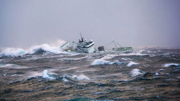 Ship in trouble at Stad, Norway. Image: Kystverket / Snøhetta.