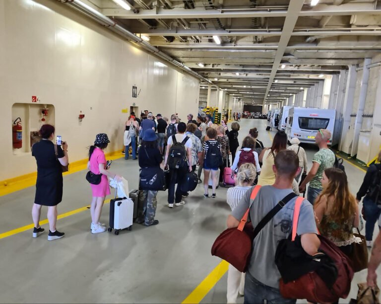 The stairwells from the car deck effectively act as bottlenecks. Photo: Daniel Albert.