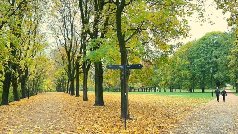 Locals walking in Frogner Park, Oslo.