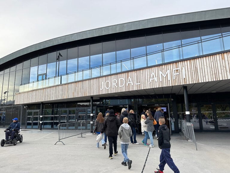 Exterior of Jordal Amfi arena in Oslo, Norway.