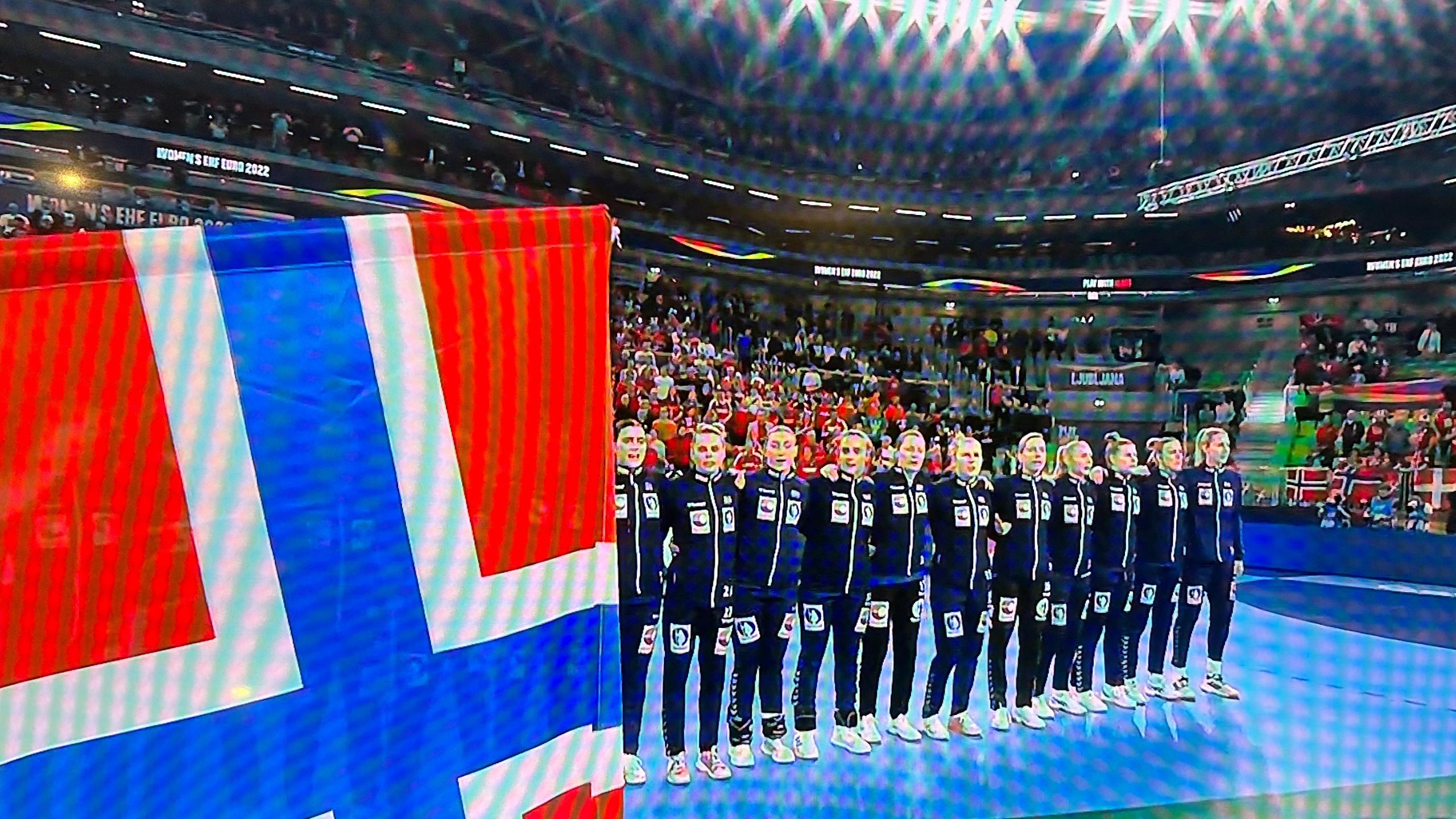 Norway handball team line up before the Euro final.
