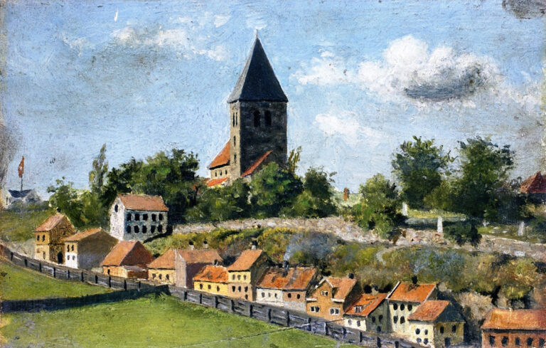 Telthusbakken with Gamle Aker church by Edvard Munch (1880).