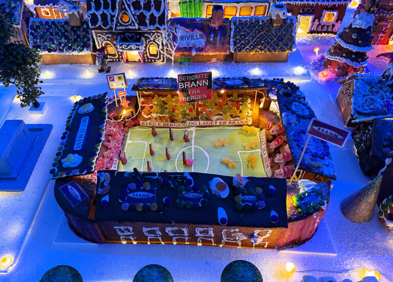 SK Brann stadium in gingerbread.