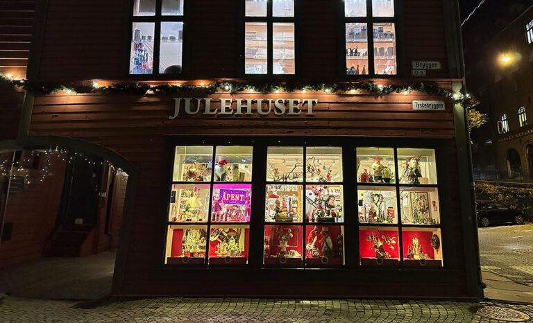 Julehuset Christmas shop in Bryggen, Bergen.