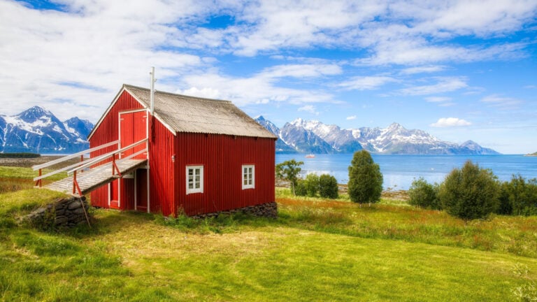 Norway farm by a fjord